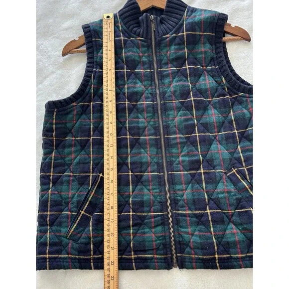 Chaus Sport Womens Vest Large Zip Tartan Plaid Quilted Academia Preppy Vintage - Picture 5 of 9